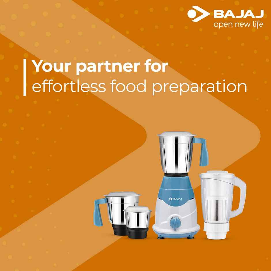Bajaj Rex Mixer Grinder | 750 W | 4 Jar - Blue