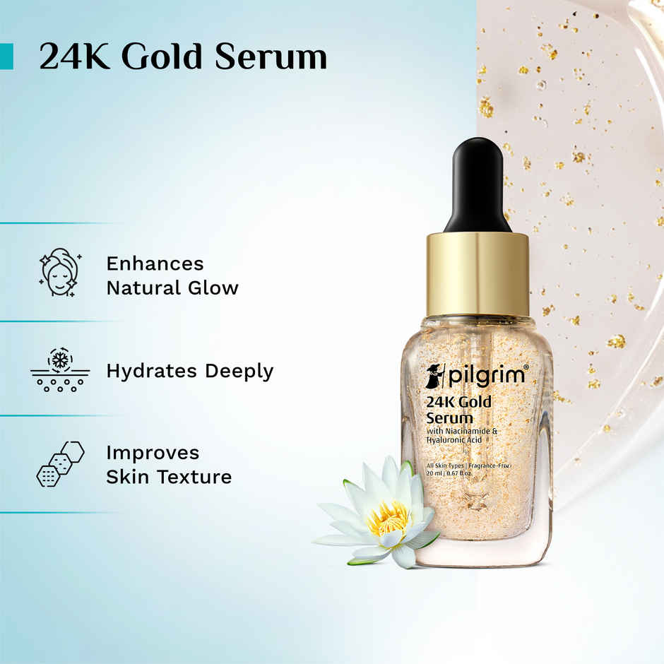 Pilgrim 24K Gold Face Serum With Niacinamide & Hyaluronic Acid For All Skin Types Unisex