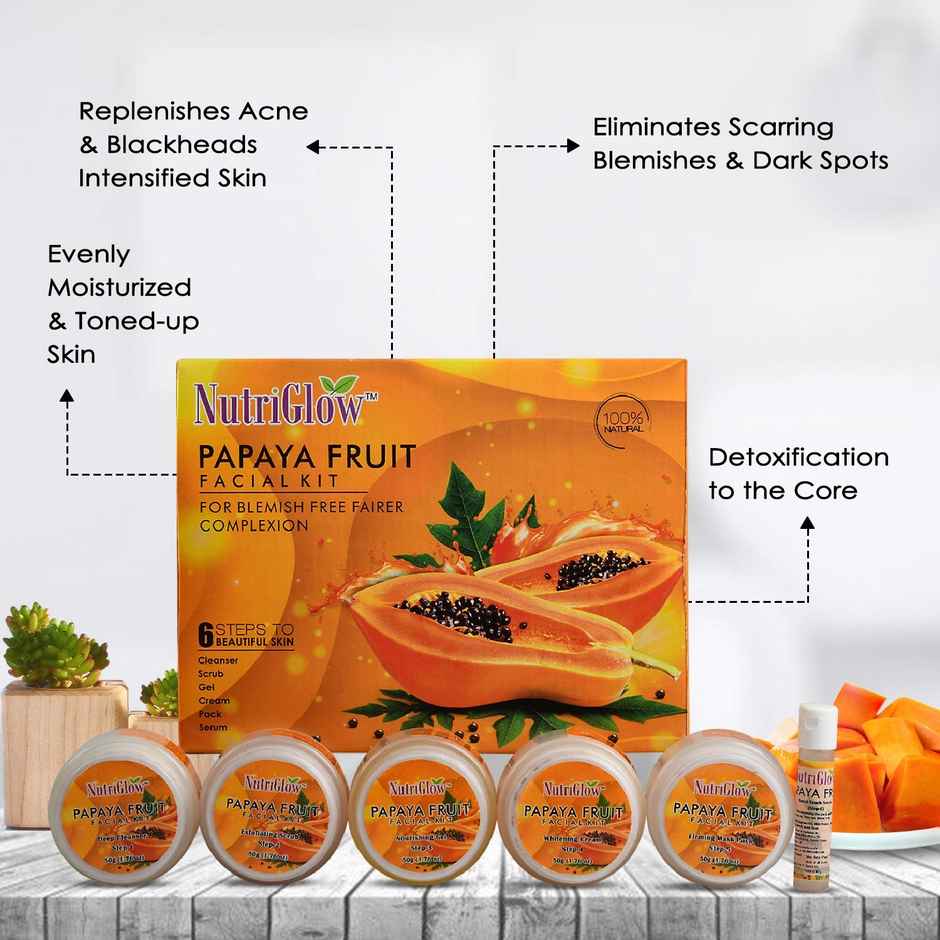 NutriGlow Papaya Facial Kit For Blemish Free And Fairer Skin Hydrated & Brightening