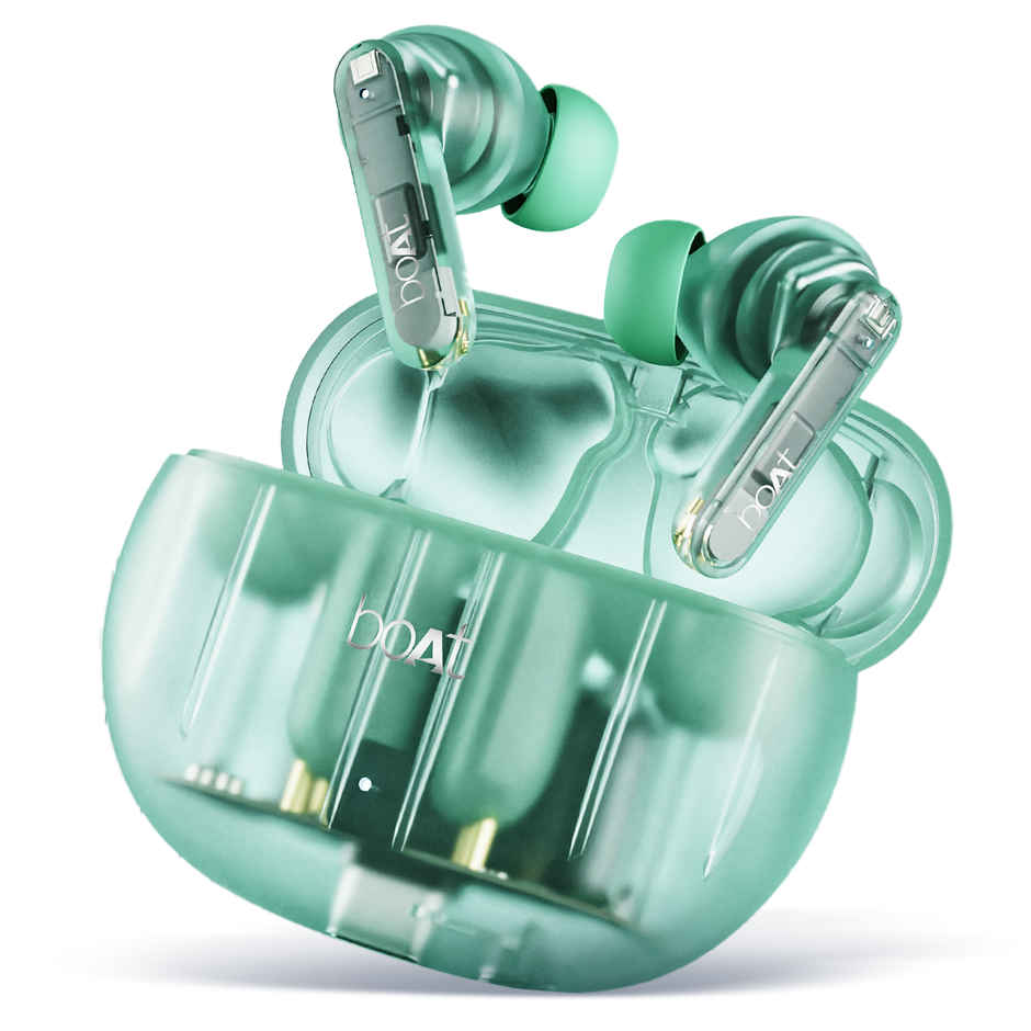 boAt Airdopes 191 ANC, 32dB ANC, Ambient Mode, 60HRS Battery, 4Mics ENx, in-Ear Detection, IWP Tech, Fast Charge, v5.3 Bluetooth Earbuds, TWS Ear Buds Wireless Earphones with mic (Pellucid Green)