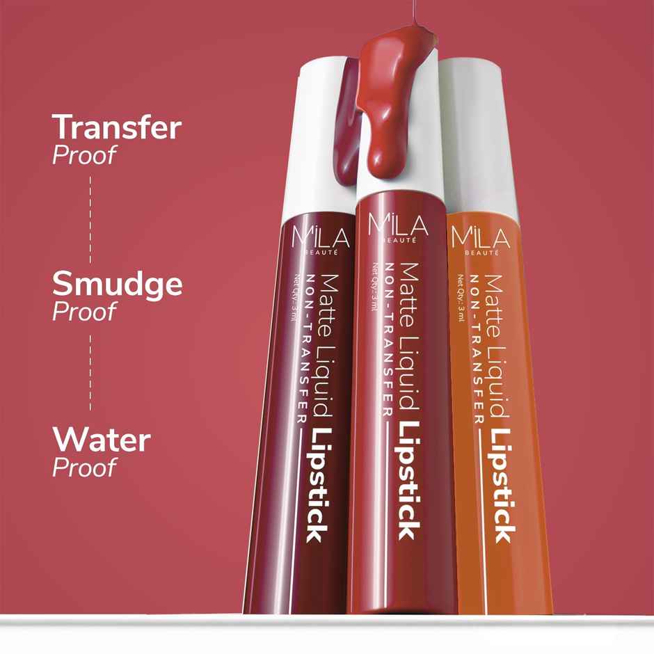 Mila Beaute Liquid Lipstick Set of 3 Non-Transfer | Matte | Hydrating | Mauves & Pinks