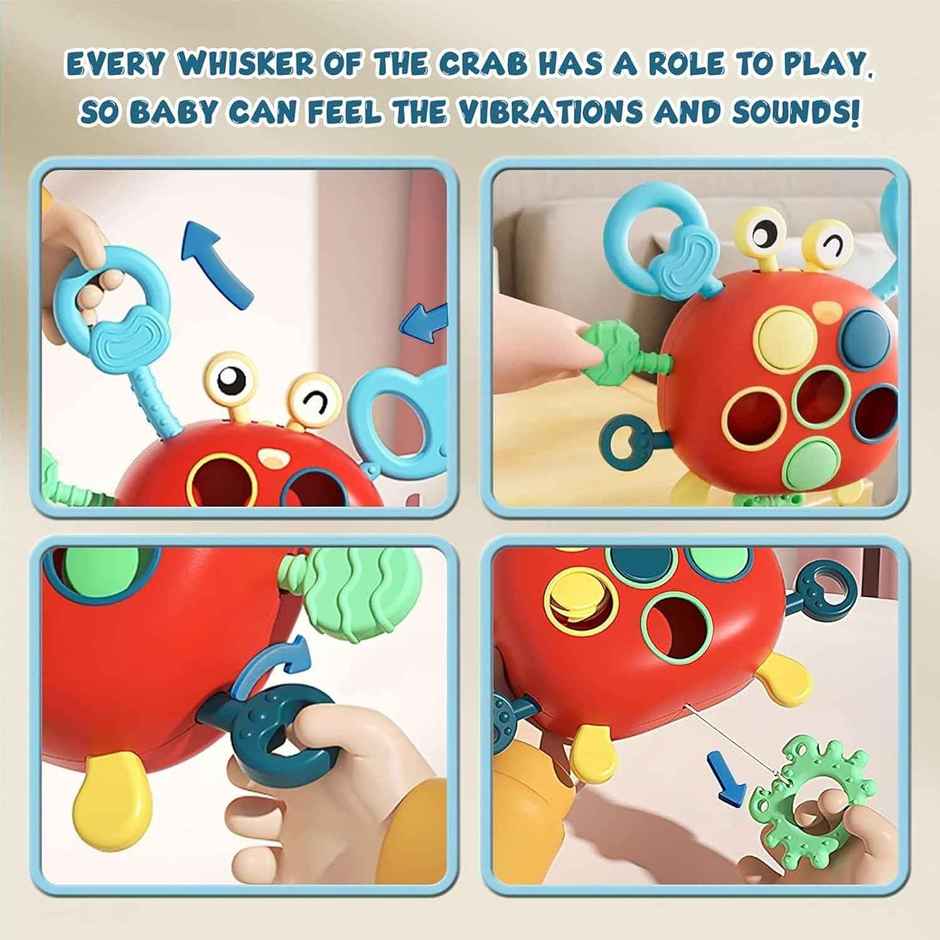 Kidology Crab Baby Pull String Montessori Toys for 6 Months, Sensory Toys for Toddlers,1 2 Year