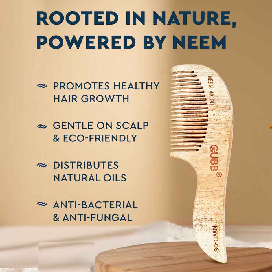 GUBB Small Handle Neem Wood Comb