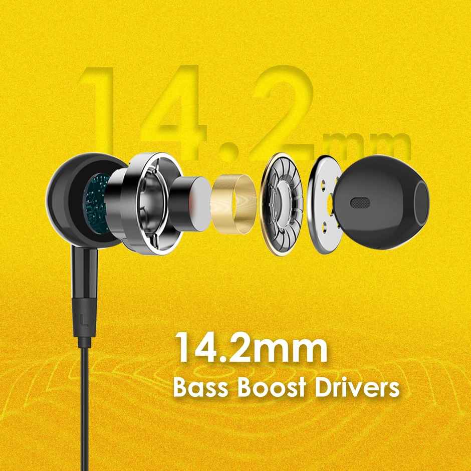 itel Iep14 Wired Earphones | 14.2Mm Driver | In-Line Mic | 10Min Fast Charge - 120Min Play | Comfy Fit