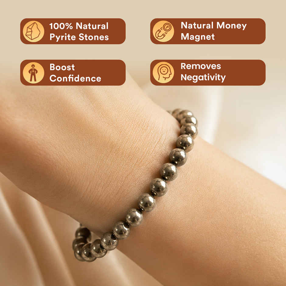 Pujashree Raw Pyrite Bracelet with Free Original Selenite Plate