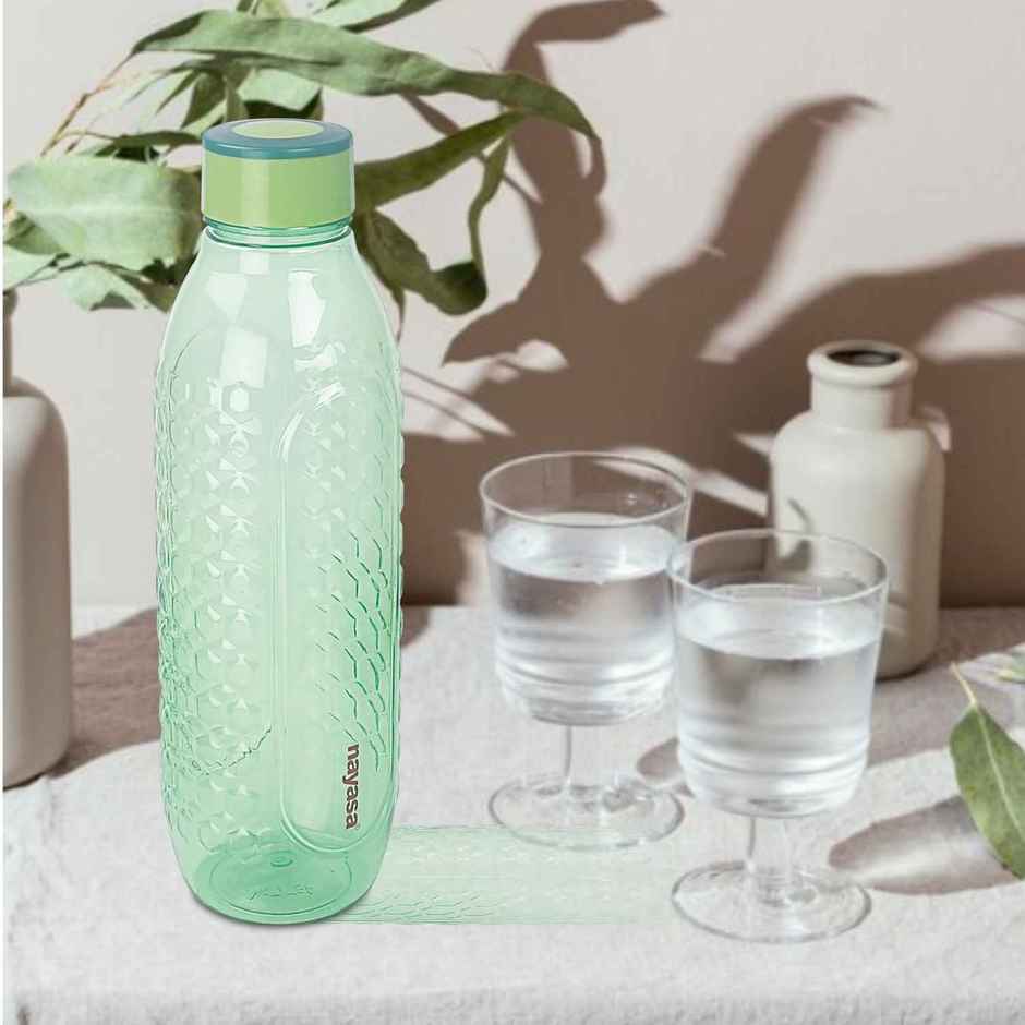Nayasa Bently Plastic Water Bottle 1 L BPA-Free Fridge Bottle for Home | Green
