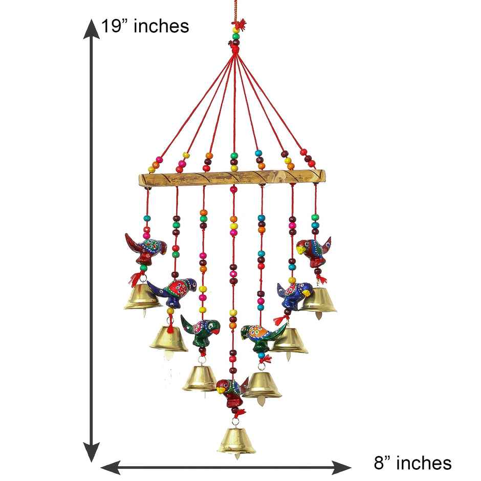 Parrot Beads Bells Hanging Wind Chimes | Housewarming Gift | Ecraftindia