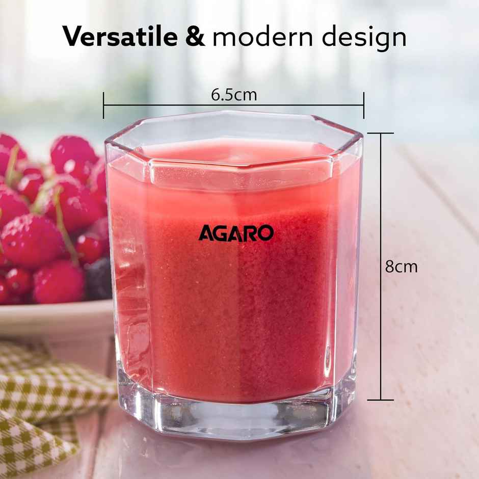 AGARO Elegant Octagonal Glass 200 ml set of 6