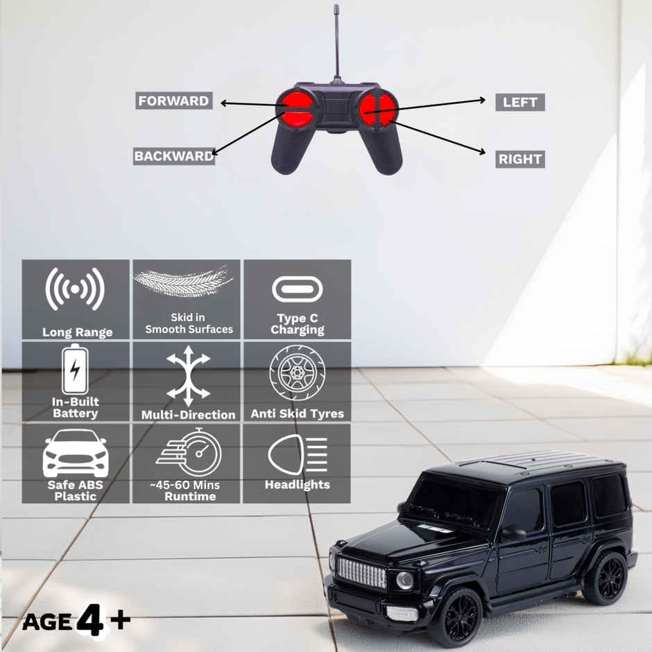 Race N Roll Hi Speed Rechargeable Remote Control Car 1:24 | G Wag Black