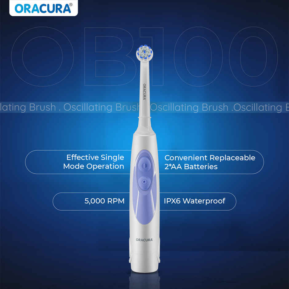 Oracura OB100 Battery Operated Oscillating Electric Toothbrush White