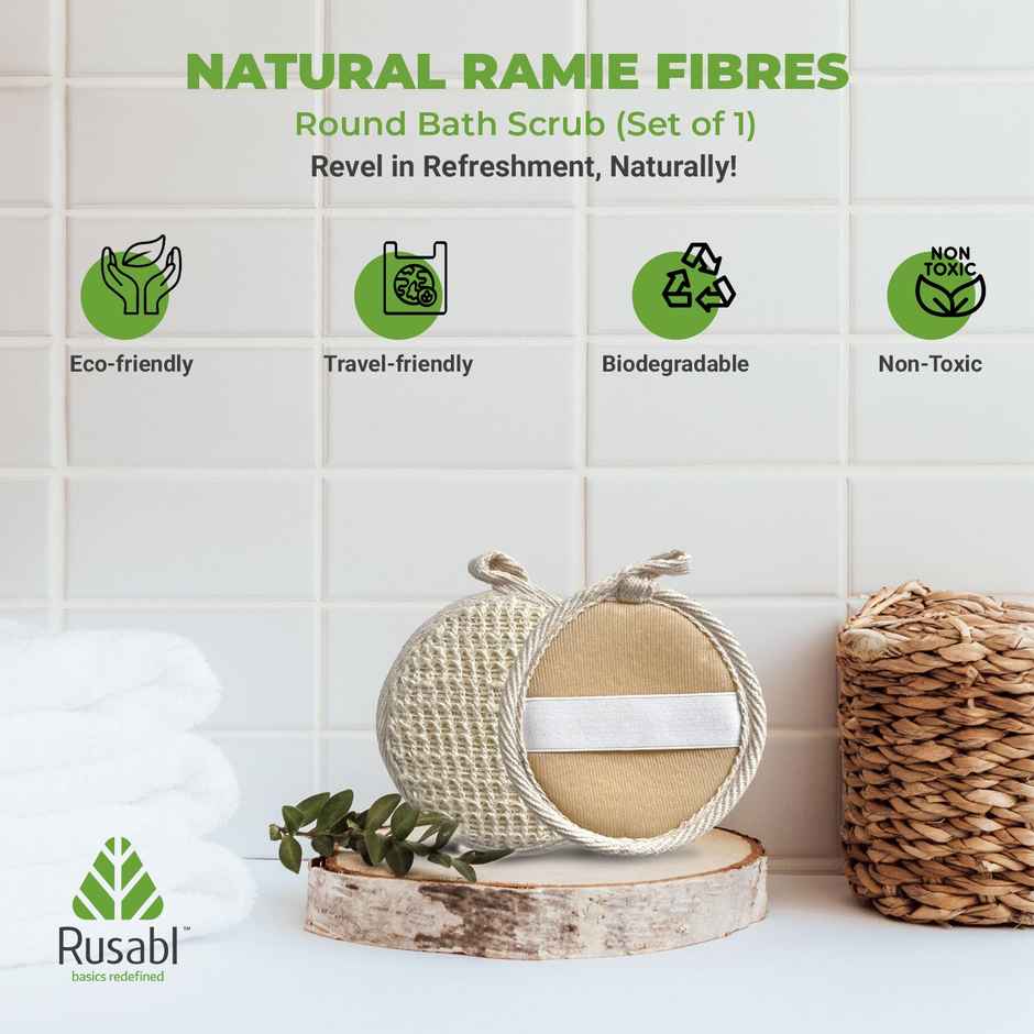 Rusabl Loofah with Natural Ramie Fibers - Round