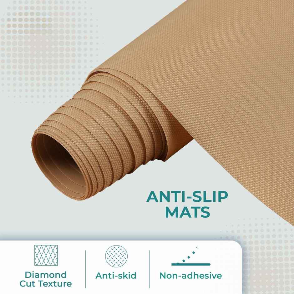 Senego Anti Slip Mat 5m, Shelf Liner Mat for Kitchen/Cupboard/Drawers/Bathroom (45 cm x 5 m), Beige