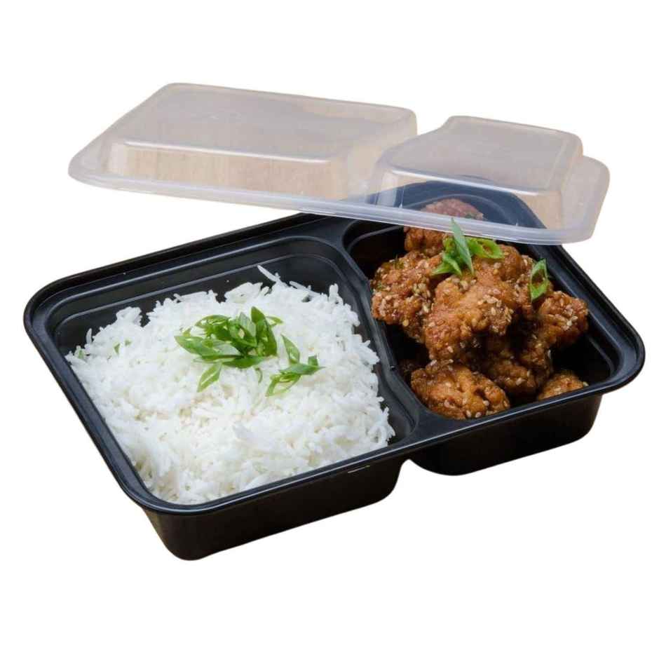 Disposable Rectangle Meal Box | 2 Compartment | 140 x 190 x 42 | Pack Of 25 | Tempware