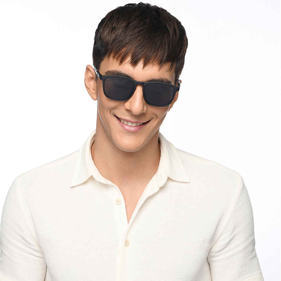 Vincent Chase By Lenskart | Polarized Sunglasses | Unisex | Wayfarer | Large-141mm | Black & grey