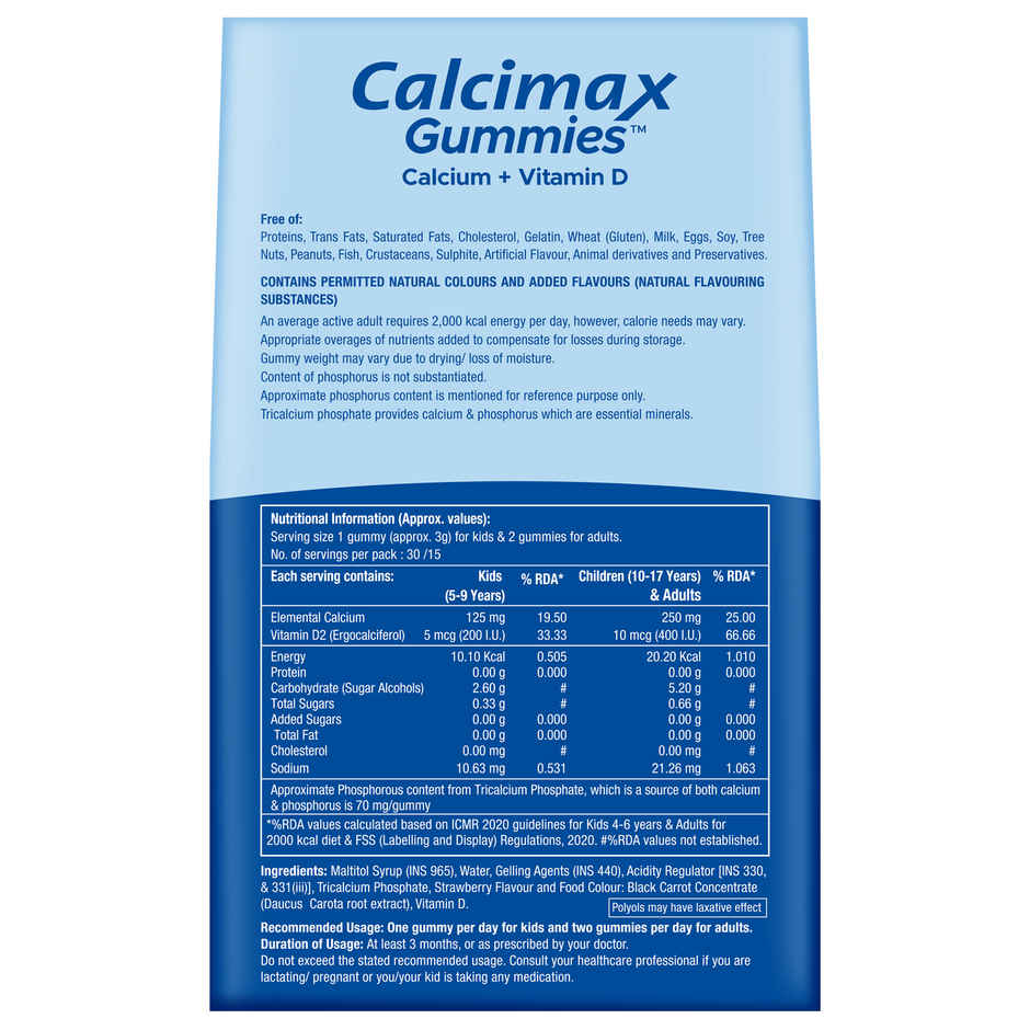 Calcimax Calcium Gummies with Vitamin D3 | Bone, Teeth and Joint Health Support