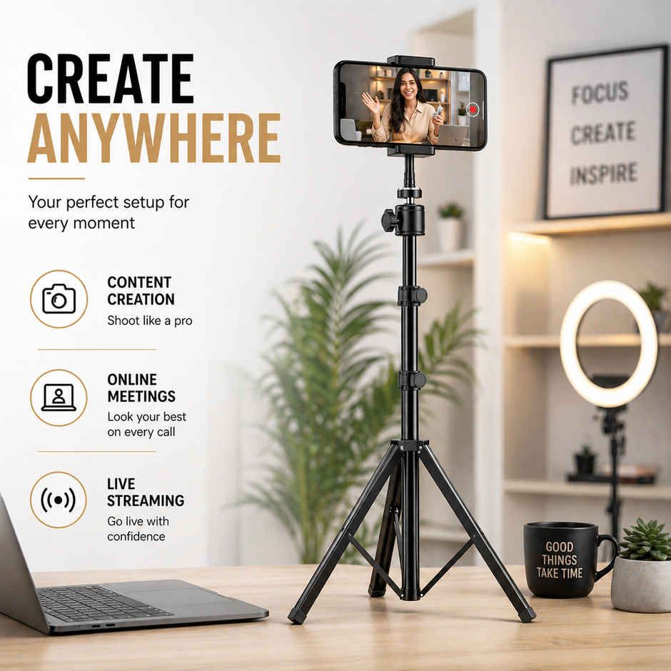 Bestor 7 Feet Adjustable Tripod Stand with Mobile Holder for Cameras