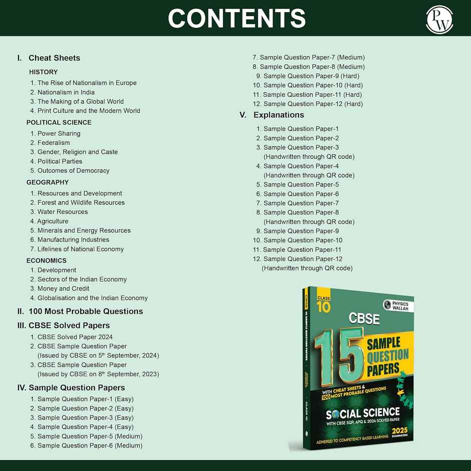 CBSE 15 New Pattern Sample Question Papers Class 10 Social Science For 2025 Board Exam