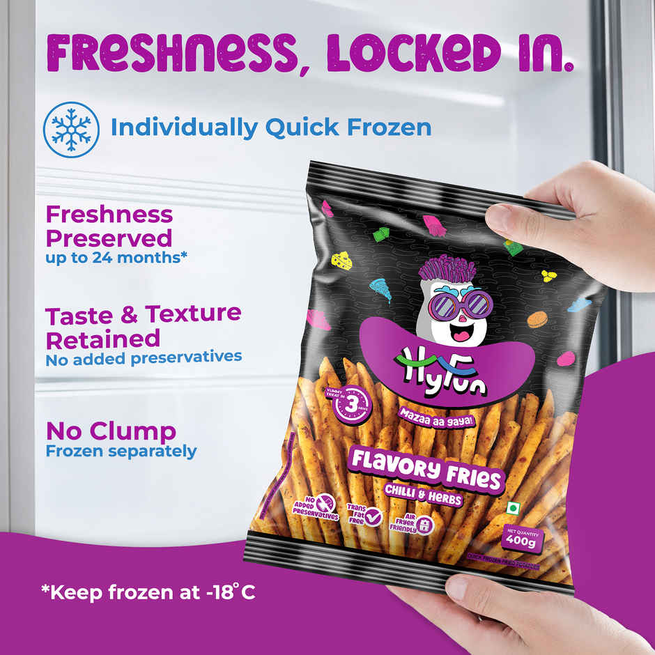HyFun Flavory Fries | Chilli & Herbs, Air Fryer Friendly | Frozen