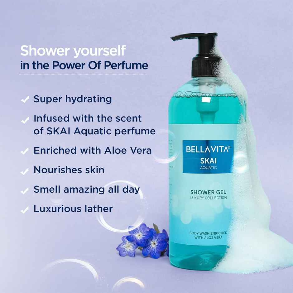 Bella Vita Luxury Skai Aquatic Body Wash Refreshing Shower Gel for Deep Cleansing
