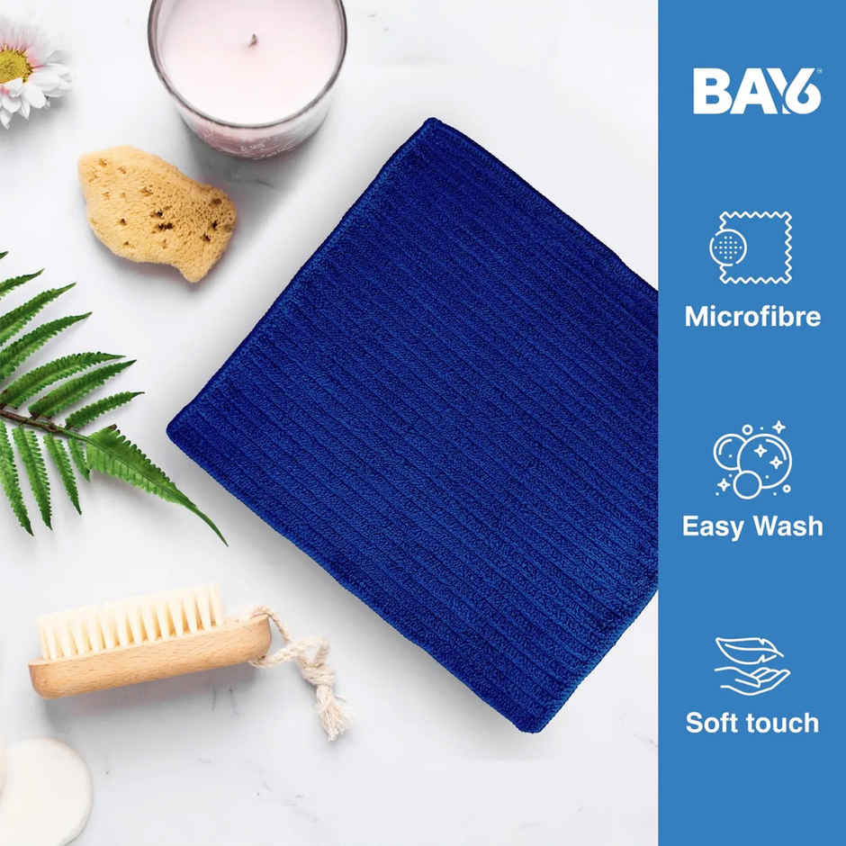 BAY6 Microfibre Solid Face Towel | 180 GSM | Assorted - 25 x 25 cm | Set of 4