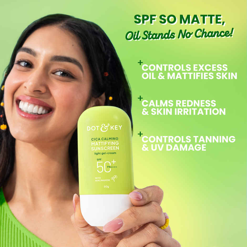 Dot & Key Cica Niacinamide Face Sunscreen SPF 50 PA+++ Uv Protection For Oily And Acne Prone Ski Combo
