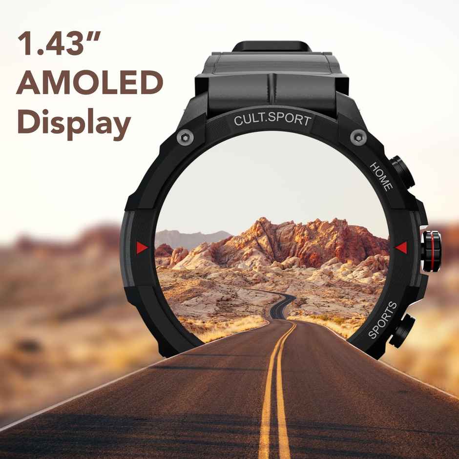Cult Ranger XR Ultra 1.52" Amoled, Outdoor Rugged, Google Fit & Strava Integrated Smartwatch (Black)