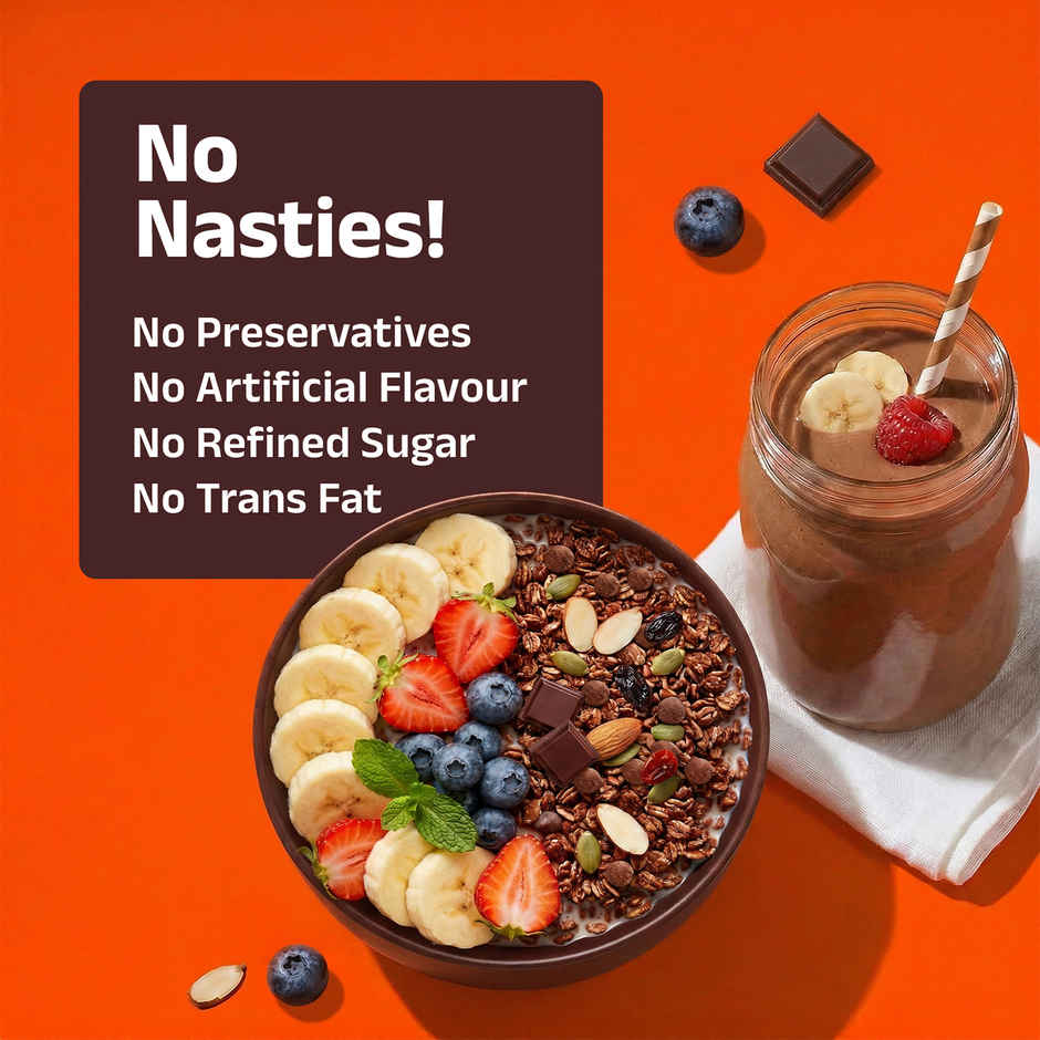 Pintola High Protein Muesli Dark Chocolate & Cranberry, 25 g Protein, High Fibre, Trans Fat Free