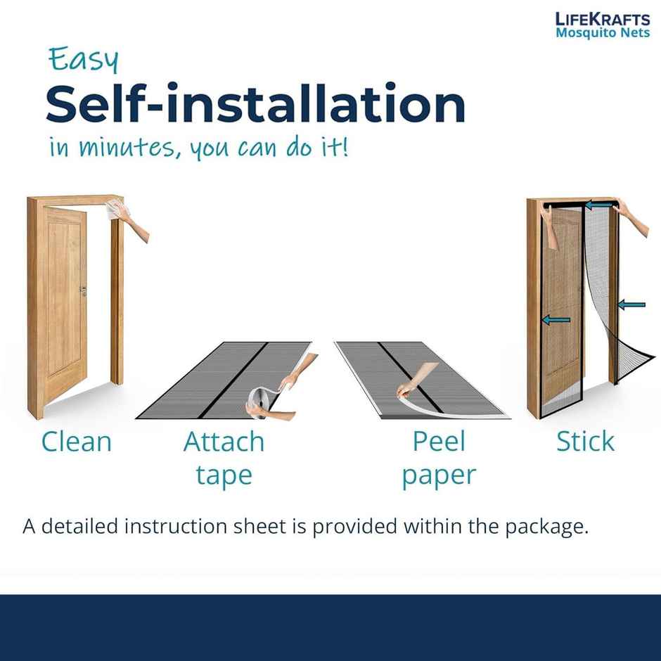Lifekrafts Magnetic Mosquito Net For Door | Grey - 210 x 110 cm