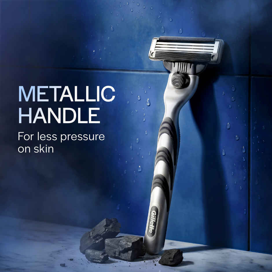 Gillette Mach3 Charcoal Shaving Razor with New Enhanced Lubrastrip with Touch of Charcoal