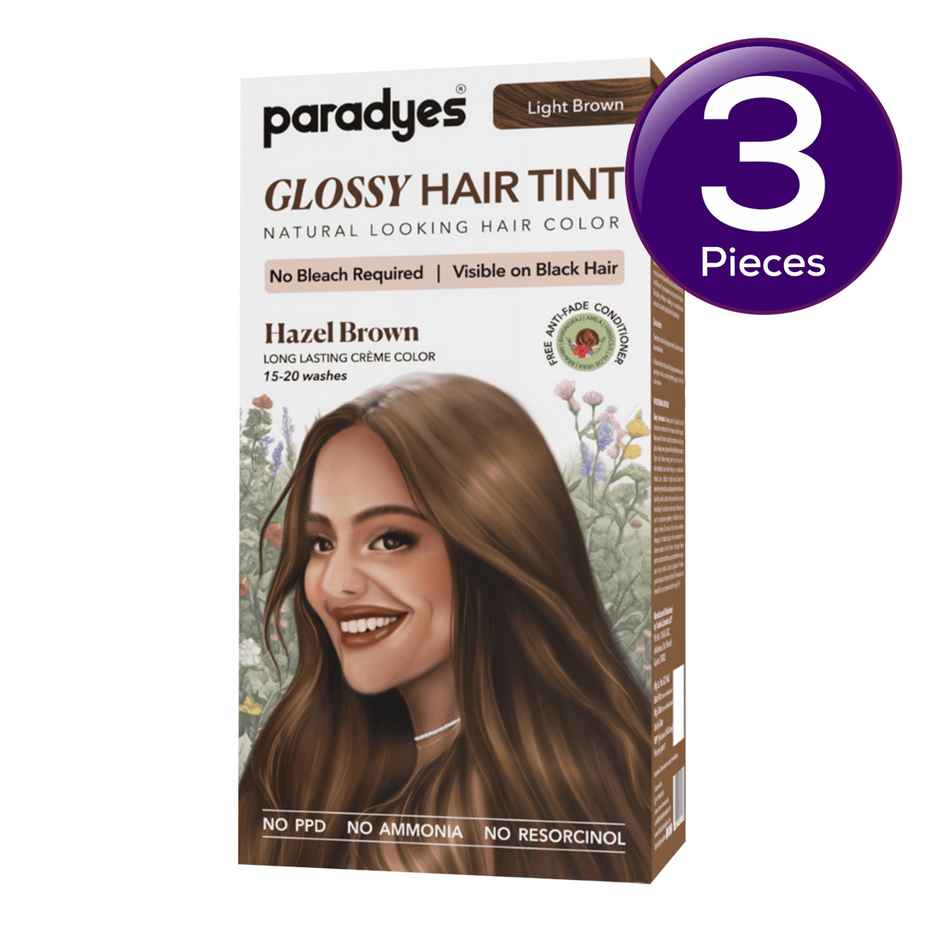 Paradyes No Bleach Hazel Brown Glossy Hair Tint, Ammonia-Free Formula - 5 Light Brown Combo