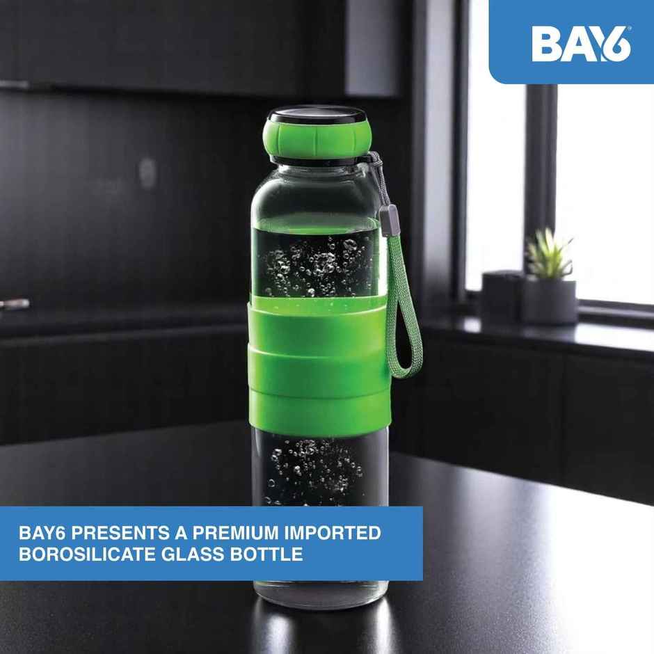 BAY6 Premium Imported Borosilicate Glass Bottle with Silicone Sleeves | 550 ml