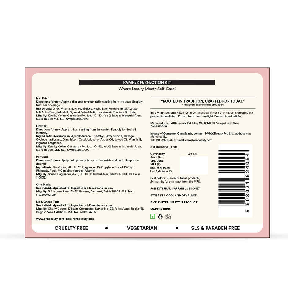 ENN Beauty Endless Love Gift Set | Clay Mask | Lipstick | Nail Paint | Lip & Cheek Tint | Perfume