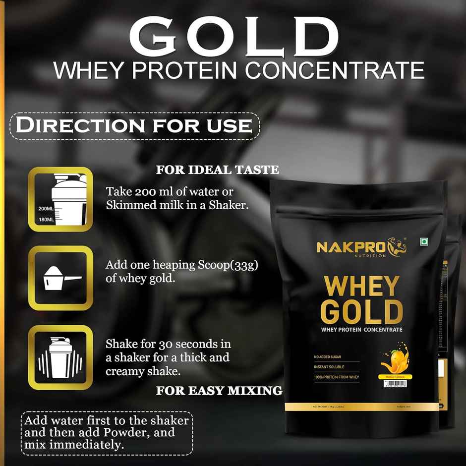 Nakpro Gold Whey Protein Concentrate Mango 25.5G Protein 5.6G Bcaa