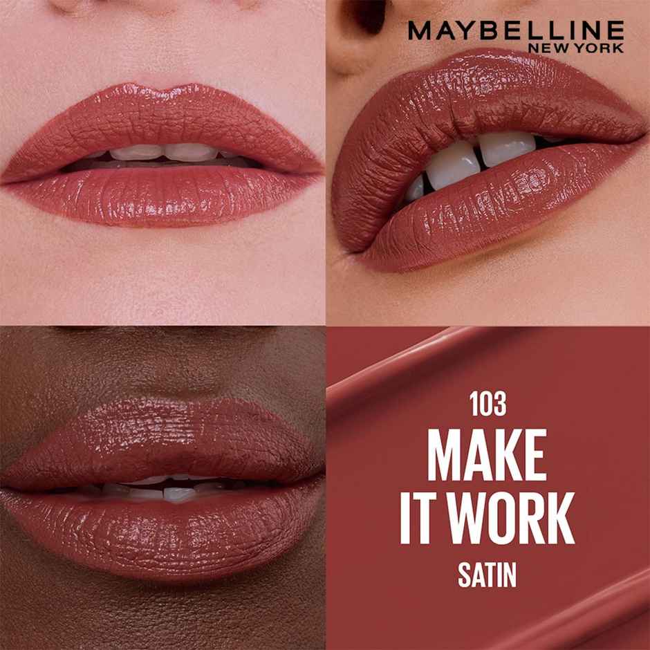Maybelline Serum Lipstick (Satin) 8Hr Hydration + one-swipe bold color - 103 Make it Work