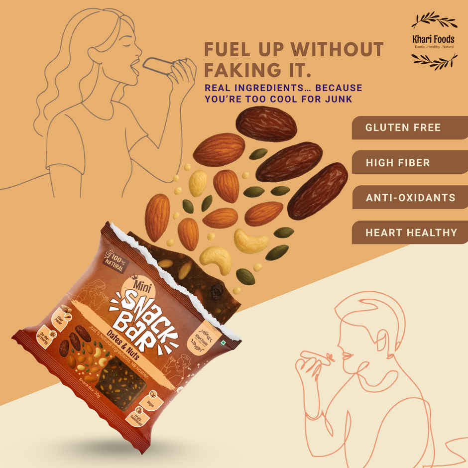 Khari Foods Dates & Nuts Mini Snack Bar | Energy Bar | Natural Ingredients