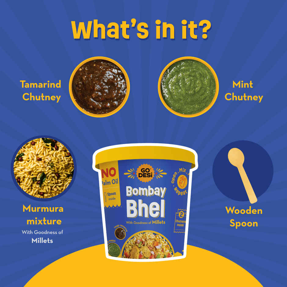 Premium Kaju Katli, 61% Cashew | Burfi | Kaju Katri | Sweets By Go Desi (180g) & Go Desi Bombay Bhelpuri With Chutney, No Palm Oil (100g) Combo