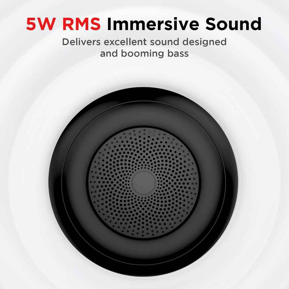 boAt Stone 135 Portable Wireless Bluetooth Speaker with 5W RMS Immersive Sound,IPX4 Water Resistance, True Wireless Feature, Up to 11H Total Playtime, Multi-Connectivity Modes With Type C Charging - Active Black