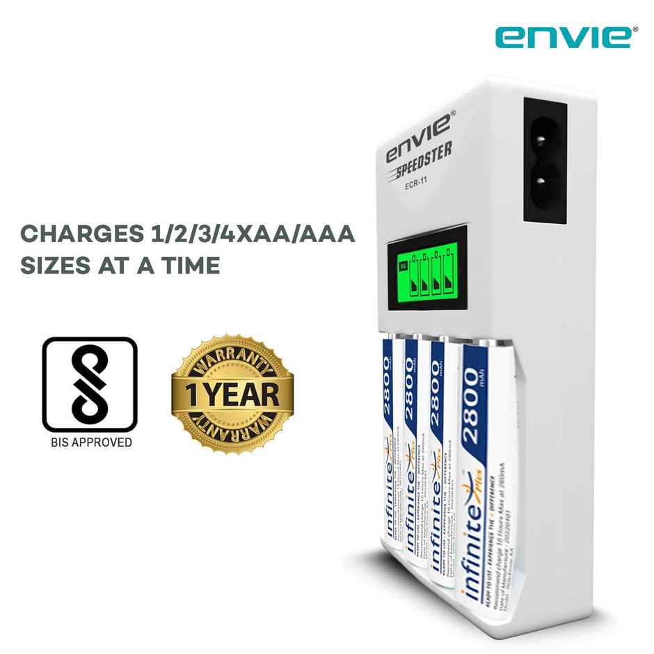 Envie Ecr11Aa28004Pl Speedster Rechargeable Batteries Charger For AA & AAA With 4 x 2800 mAh Battery