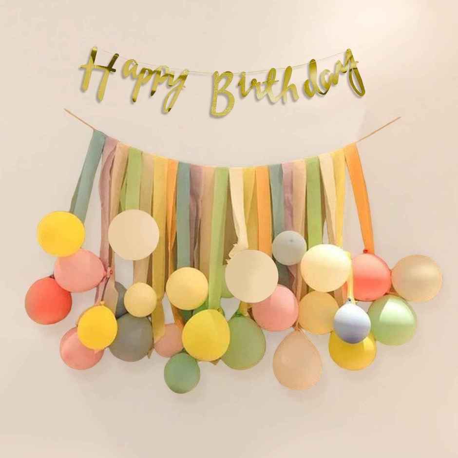 Party Propz Pastel Multicolor Happy Birthday Decorations - Pack Of 68