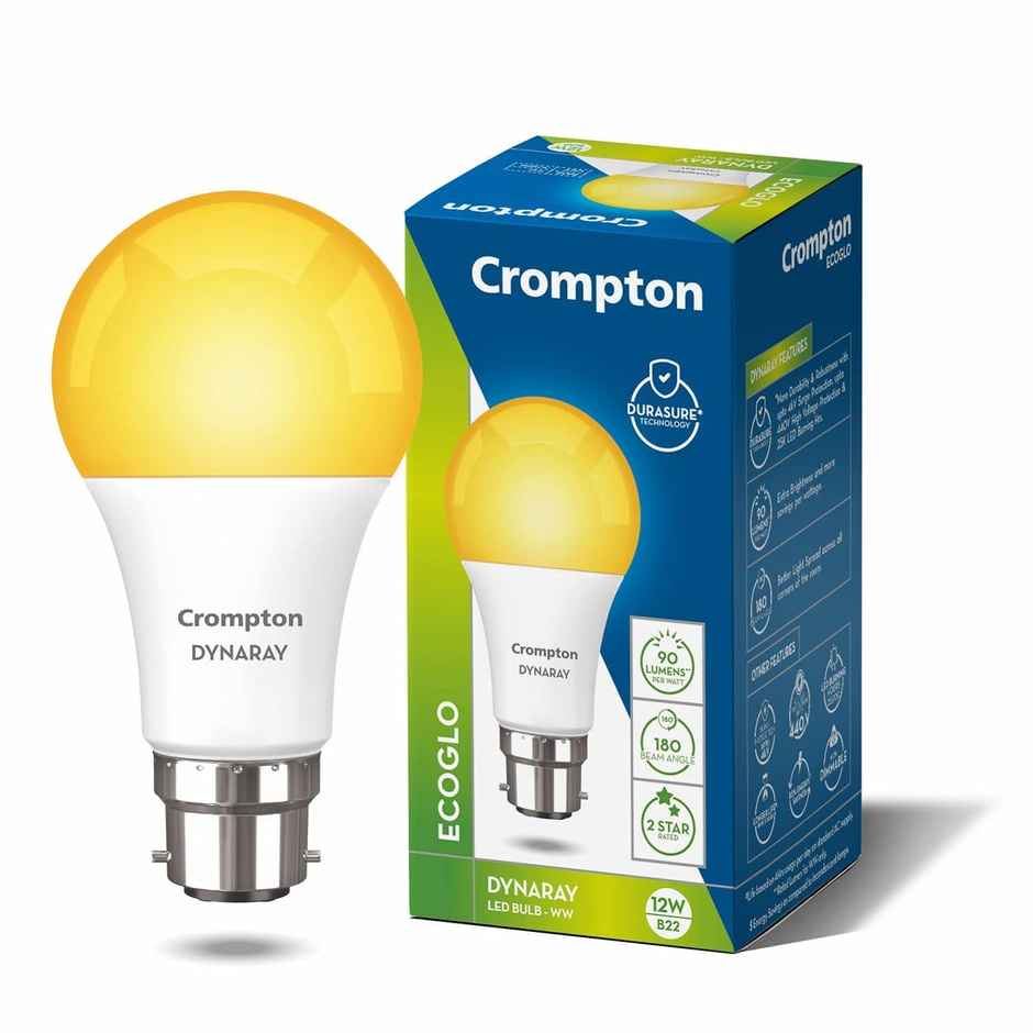 Crompton Dynaray Led Bulb 12w Ww 1star | B22 Base Holder