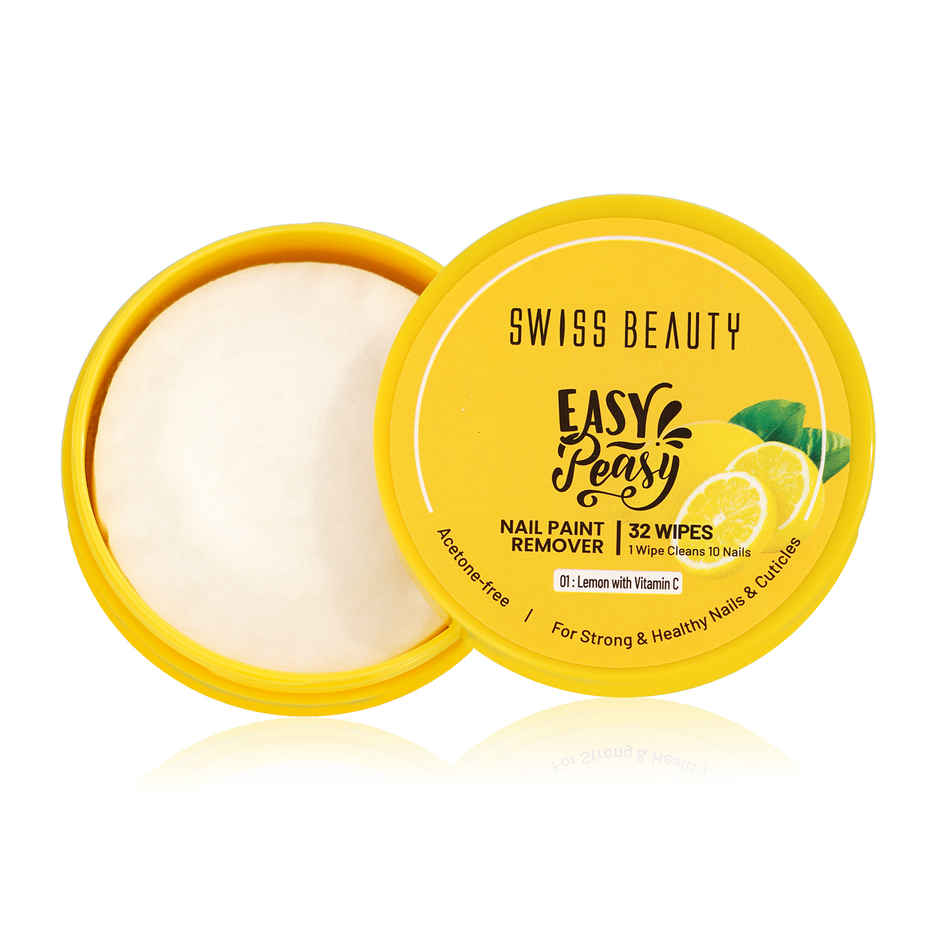 Swiss Beauty Easy-Peasy Nail Polish Remover Wipes | Acetone-Free | 01 Lemon with Vit C