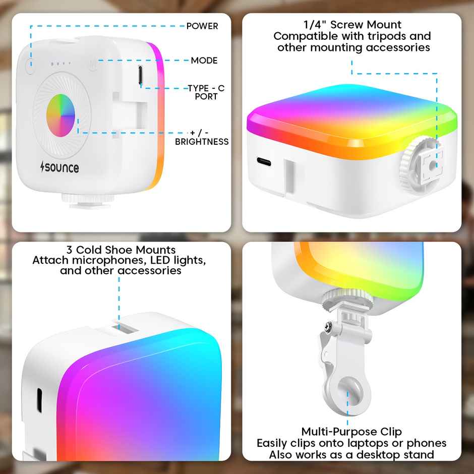 Sounce Portable Mini RGB LED Video Light with 360 HSI and Special Effects