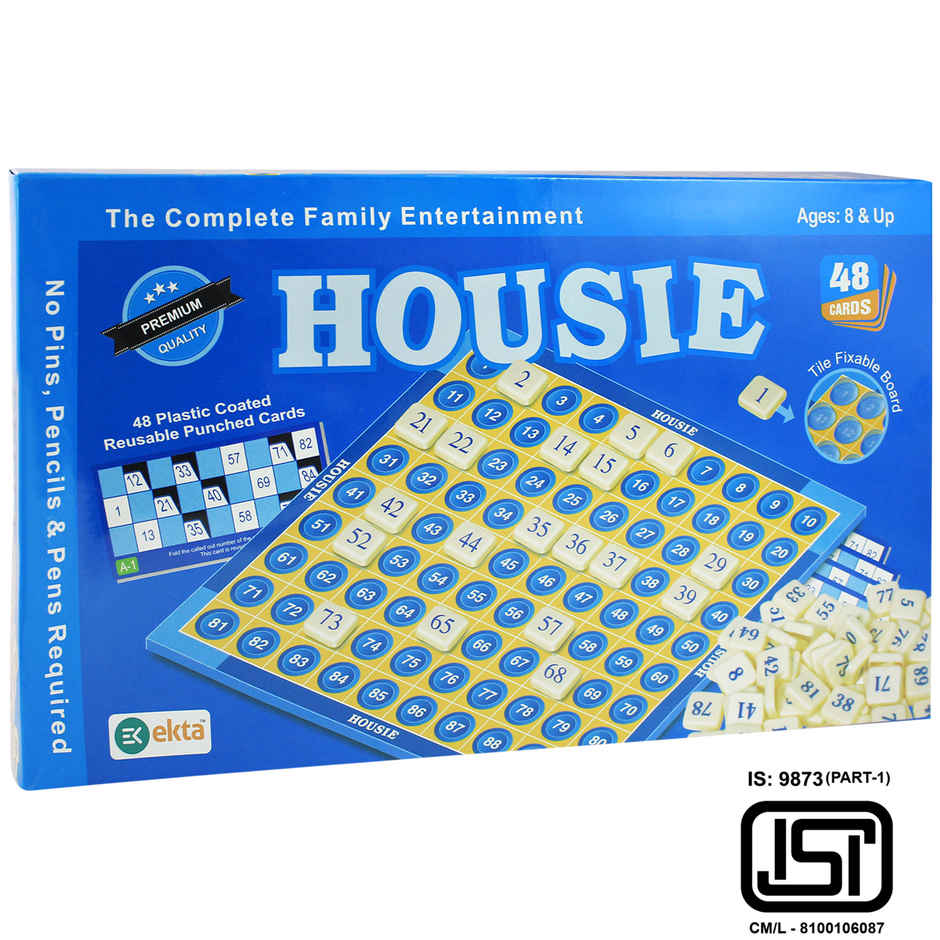Ekta Housie Deluxe Educational Board Game With 48 Reusable Cards & Tile Fixable Family Board Game