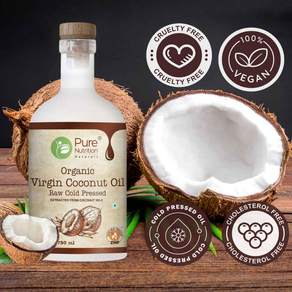 Pure Nutrition Organic Virgin Coconut Cold Pressed Oil Glass Bottle | Nourishes Skin And Hair