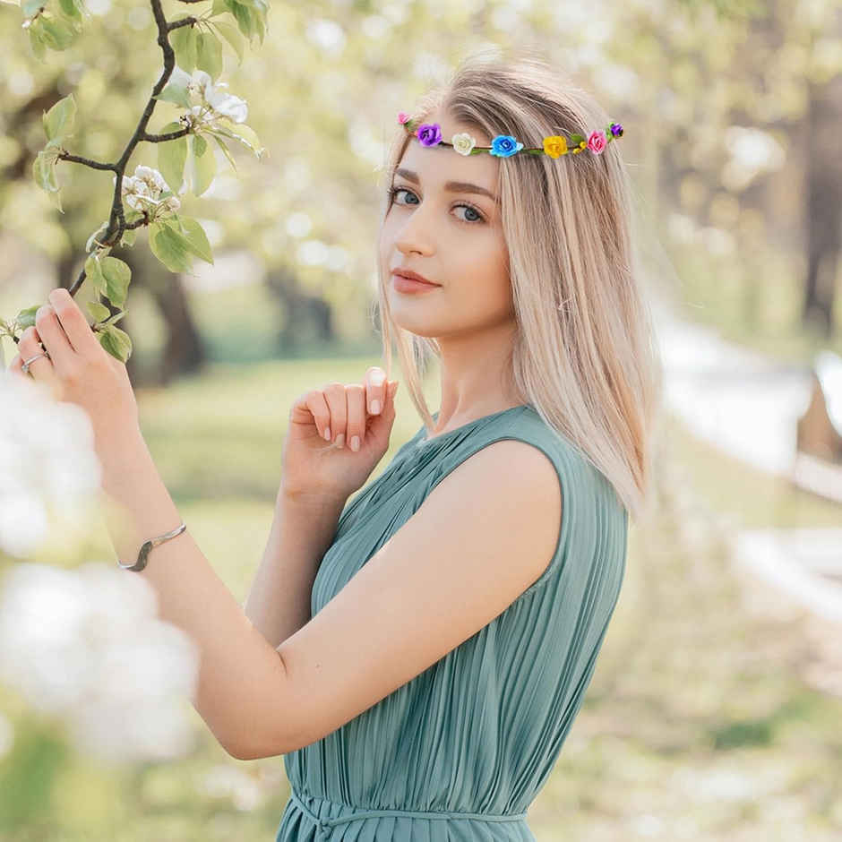 Party Propz Flower Tiara for Women | White Hairband