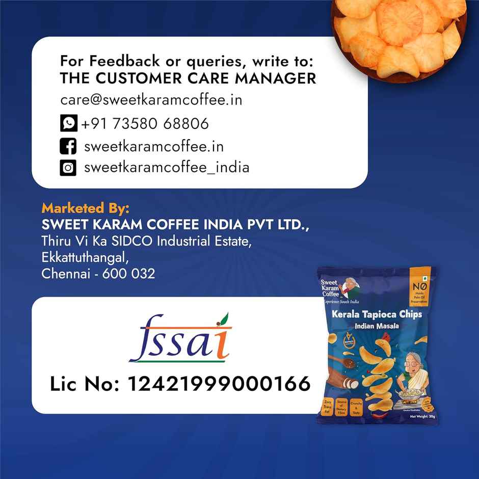 Sweet Karam Coffee Indian Masala Tapioca Chips | No Palm Oil