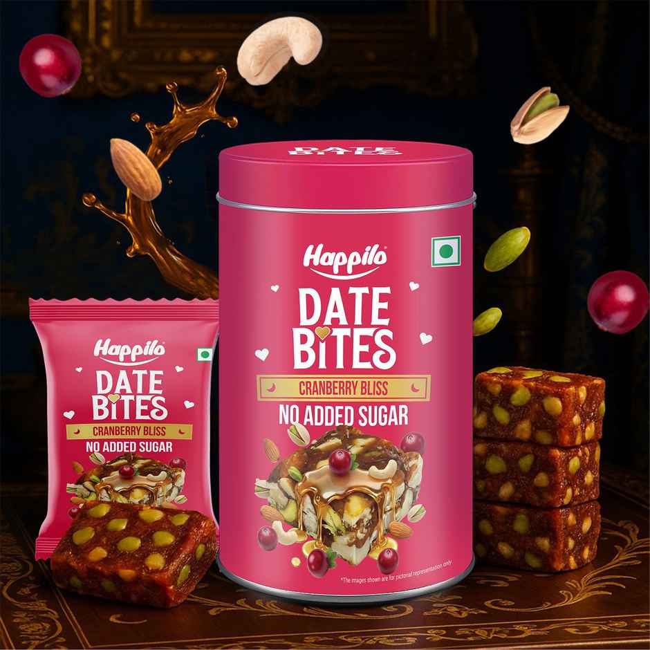 Happilo Premium Date Bites Cranberry Tin
