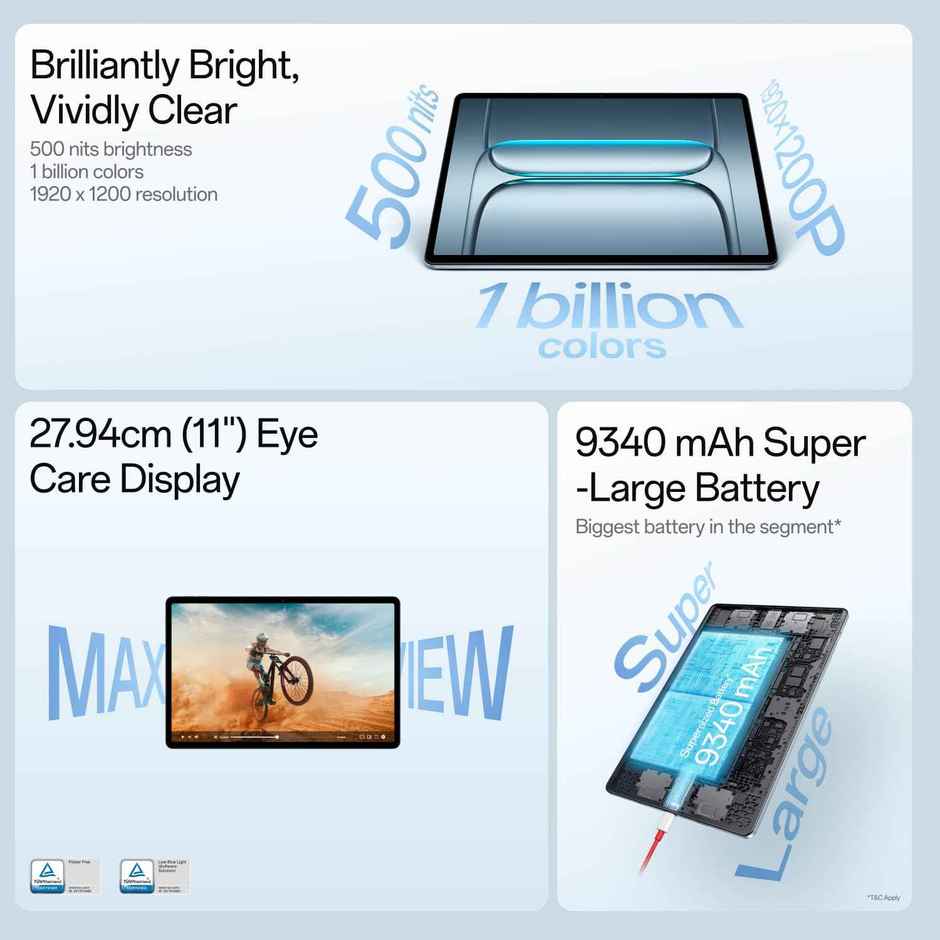 OnePlus Pad Lite 11 inch 9340mAh | 8GB+128GB | LTE | 500 nits | Aero Blue