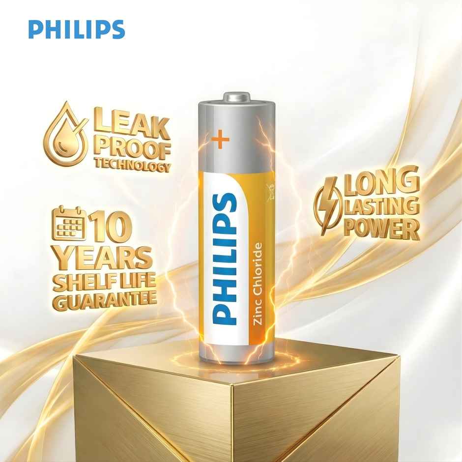 Philips R6G10B/94 AA Zinc Chloride Battery | 1.5V | Long Lasting | Leak Resistant 1.0 Piece