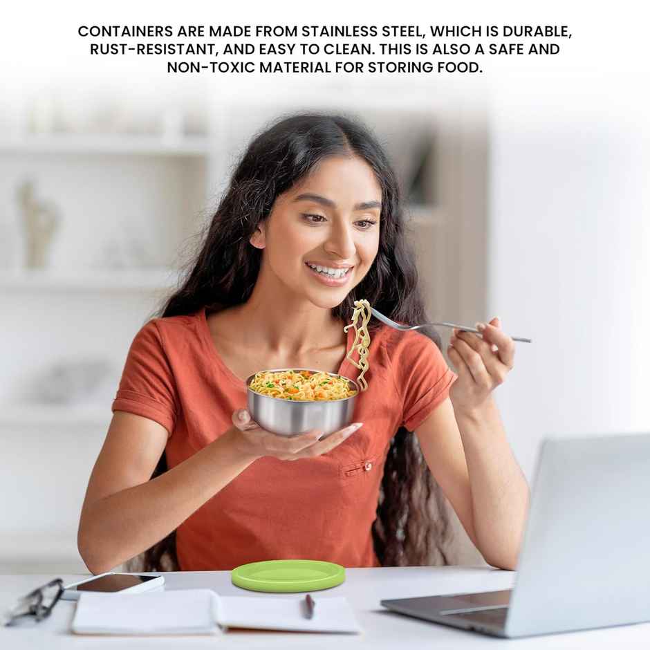 Milton Executive Lunch Insulated Tiffin With 3 Leakproof Containers, Green